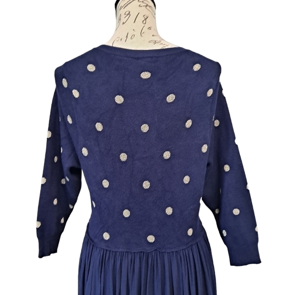 Torrid skater mini challis dress knit navy blue gold polka dot preppy 0X 💖 - Picture 5 of 14